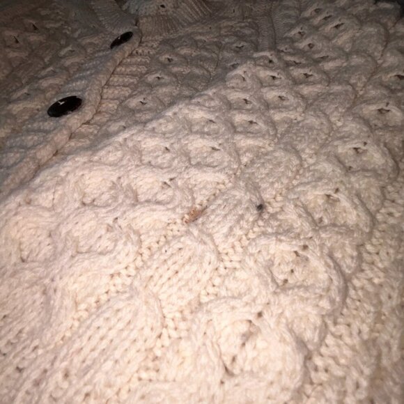 Kilronan Knitwear 100% Irish Merino Wool Button Sweater 3/4 Sleeves Cream Size M - Picture 14 of 16